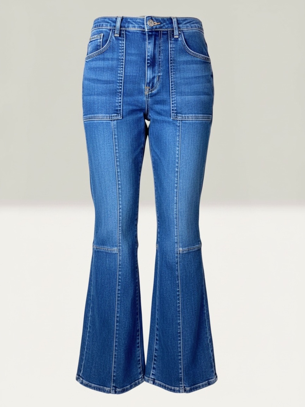 Pilcro and the Letterpress Blue Panel Wide-Leg Jeans size 30 like new